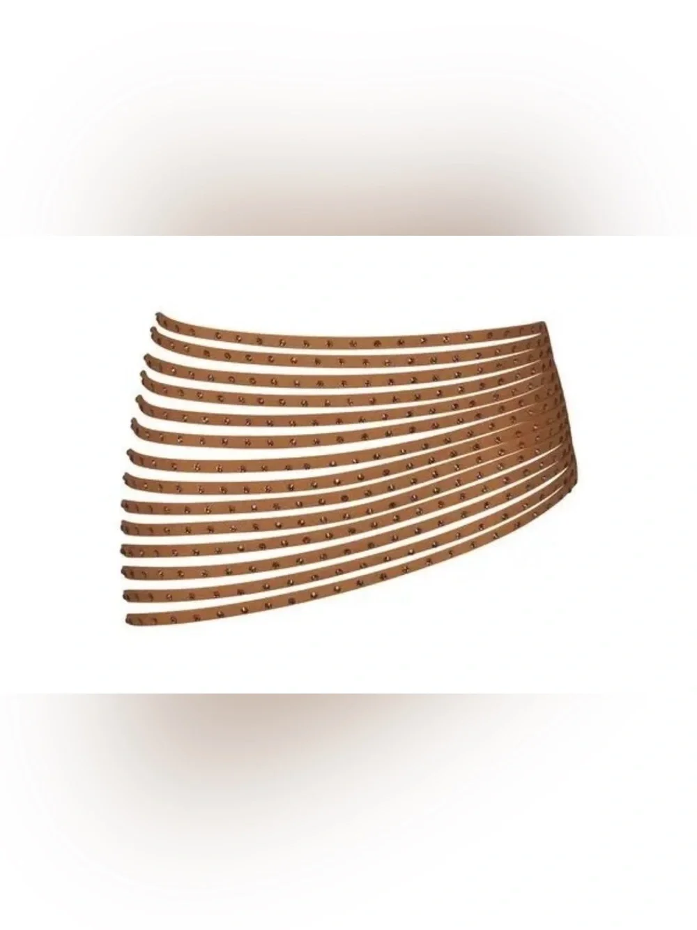 Skims NWT Strappy Swim Cover Up Studded Rhinestone Skirt Layered Waist Tan 4X